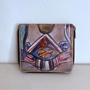 NEW Jane Yoo Vintage Hand Painted Leather Wallet